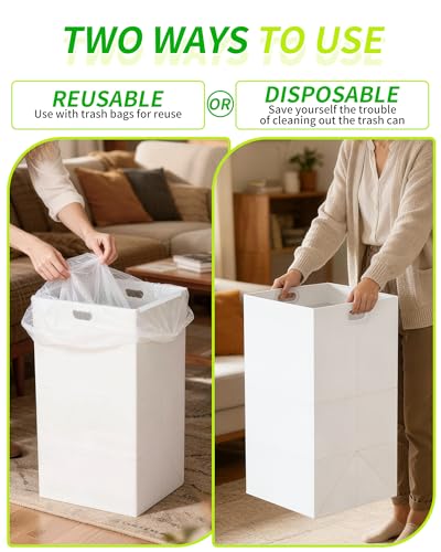 Kaiferty 20 Gallon Disposable Trash Cans for Parties, 4 Pack Extra Large Collapsible Pop Up Trash Can with Handles, Portable Cardboard Garbage Can & Recycling Bin for Party Kitchen Camping, White - size: 4 Pack - 20 Gallon