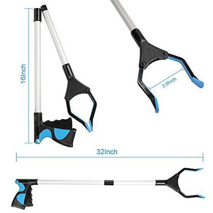 Grabber Reacher Tool, 32" Foldable Picker Upper Grabber, Reaching Tool for Trash Claw Pick Up Stick, Litter Picker, Arm Extension (BLUE1) - color: blue1