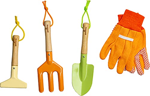 Kinderific Gardening Set, Tool Kit, for Kids, STEM, Includes Tote Bag, Spade, Watering Can, Rake, Fork, Trowel and Gloves (Sunshine) - color: Sunshine