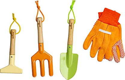 Kinderific Gardening Set, Tool Kit, for Kids, STEM, Includes Tote Bag, Spade, Watering Can, Rake, Fork, Trowel and Gloves (Sunshine) - color: Sunshine
