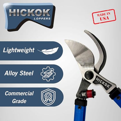 Hickok Heavy Duty Loppers for Tree Trimming – 32" Branch Cutter & Pruning Shears with Long Handle | Lightweight Aluminum Tree Trimmer | Professional-Grade Pruner Made in USA