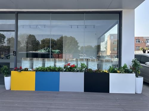 38" L x 13" W x 30" H Metal Tall Rectangular Planter - Large Planter Box for Outdoor Patio/Porch Modern Design for Plants, Flowers, Garden,Spliced Flower Pot (Black) - color: Black