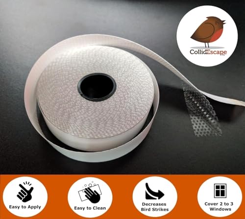 COLLIDESCAPE Spiderweb Clear BirdTape for Windows (3/4" x 40' - Covers 2 to 3 panes) | Window Bird Tape Decals to Prevent Bird Strike Prevention for Glass | Clear - size: 3/4 x 40'