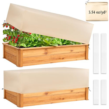 Plant Covers Freeze Protection 2 Pack with Elastic Drawstring & Magic Tape, 3.54 oz/yd² Cold Winter Frost Blanket Planter Box Cover for Raised Garden Bed Flower Pot, 43.3 x 15.7 x 17.7INCH - size: 43.3 x 15.7 x 17.7 Inch with Hook-and-Loop Closure