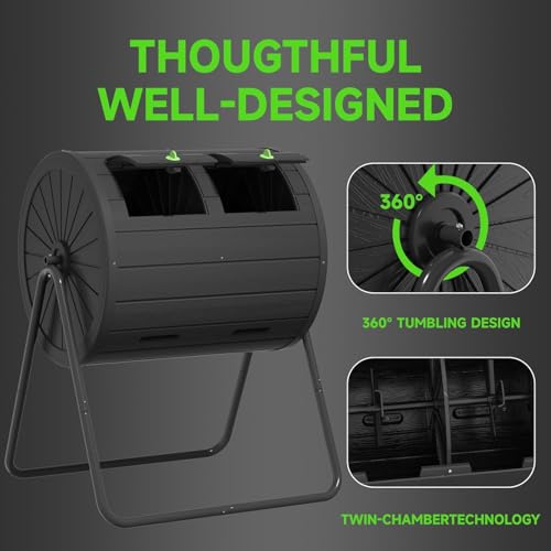 Compost Bin 45 Gallon Outdoor, Black