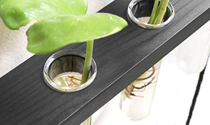 Mkono Plant Propagation Station, 3 Tier Black Wall Hanging Vase Test Tubes - color: Black, size: Medium