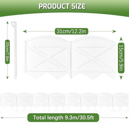 Vashly No-Dig 30Ft Landscape Edging, 6 Inch Tall Garden Edging Garden Edging Border, 30Pcs Flower Bed Edging Border with 30Pcs Stakes - color: White