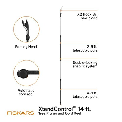 Fiskars 3-14 Ft XtendControl Extendable Pole Saw & Tree Pruner Modular Set - style: 14' Pruner Saw Kit