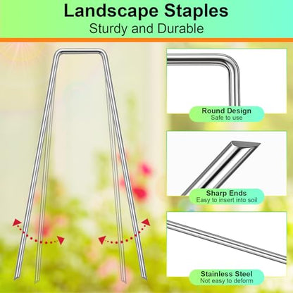 25 Pcs Landscape Staples, 6 Inch Galvanized U-Shaped Pins Stakes
