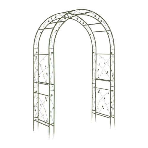 VINGLI Garden Arbor, Arch for Wedding Ceremony Party, Christmas Garden Decor Steel Garden Trellis for Plant Climbing, Pergola for Garden, Backyard, Lawn (Arch Top, Olive Green) - style: Arch Top, Olive Green