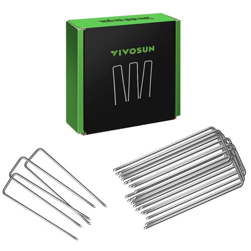VIVOSUN 6 Inch 100-Pack Landscape Staples, 11 Gauge Steel Garden Stakes - size: 100 PCS