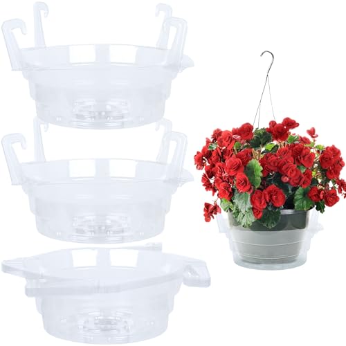 Miuwauer 15 Pack of 12-inch Hanging Basket Water Catcher Plastic Hanging Plant Drip Pan Tray Plastic Saucers Liners for Indoor Outdoor Hanging Plants Baskets Flower Pots - Clear, Round - size: 12 Inch