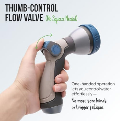 Garden Hose Nozzle – 8-Pattern Hose Sprayer with Thumb Control – Watering Tool for Garden, Car Wash, Lawn Care & Pet Shower - color: 1a.Blue
