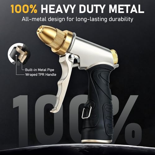 Heavy Duty Metal High Pressure Garden Hose Nozzle Set with Expandable Flexible Water Hose, Adjustable Spray Water Sprayer Gun for Car Washing Lawn Watering Patio Cleaning