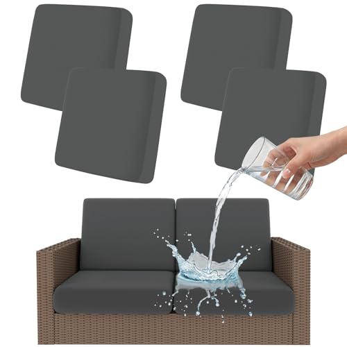Smiry Waterproof Patio Cushion Covers, Stretch Outdoor Furniture Covers - color: Dark Grey, size: 4PCS