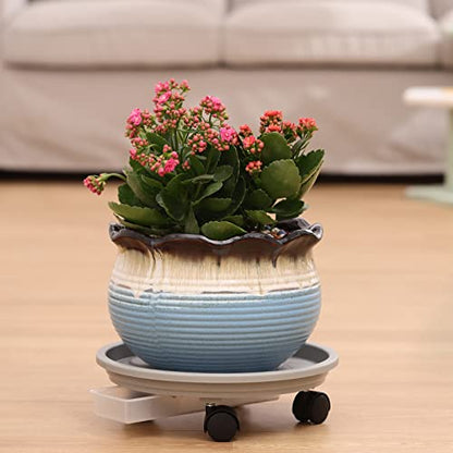 4-pack 13" Plant Caddy with Wheels, Drainage Tray & Heavy-duty Casters - Large Rolling Plant Stand for Moving Heavy Pots, Indoor & Outdoor Use, Grey - color: Grey