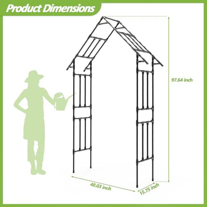 Garden Arch Trellis -48" L *98" H，Gothic Abor Trellis with Reinforced Frame - size: 48(L)*98(H)*16(W)inch-20MM