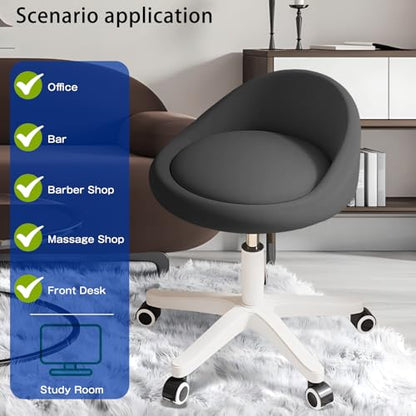 Rolling Stool – Ergonomic Swivel Seat, Adjustable Height, Ultra-Quiet Wheels, Padded PU Leather Cushion, for Salon, Office, Massage & Medical Use Black sap1 - color: Black