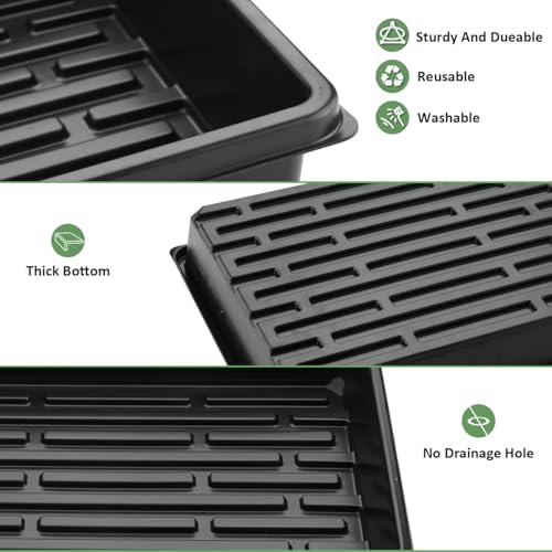 RooTrimmer 10 Pack Seed Starter Trays - Heavy Duty Plastic Flats, Fits 54 Cell Plug Tray, Seedling Tray for Carrying and Holding Plant Nursery Pot,Seed Germination & Plant Propagation (TD377) - size: 54 Cells Bottom Tray-10P