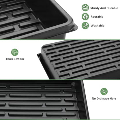 RooTrimmer 10 Pack Seed Starter Trays - Heavy Duty Plastic Flats, Fits 54 Cell Plug Tray, Seedling Tray for Carrying and Holding Plant Nursery Pot,Seed Germination & Plant Propagation (TD377) - size: 54 Cells Bottom Tray-10P