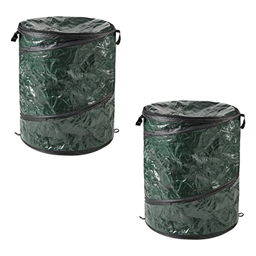 29.5-Gallon Pop up Outdoor Garbage Can Set - Set of 2 Collapsible Trash Cans for Parties, Yard Waste, or Laundry - Camping Accessories by Wakeman - color: Green, size: 29.5 gallons