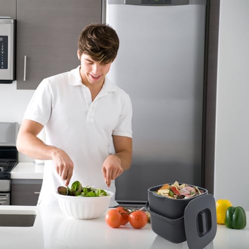 4-Liter Kitchen Compost Bin, Dark Gray - color: Gray