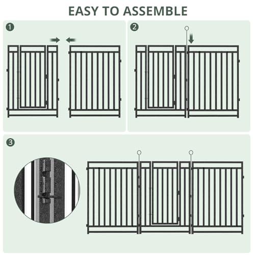 Decorative Garden Fence Metal Dog Fence Outdoor for Yard, 36ft (L) × 40in (H), 14 Panels + 2 Gates, Rustproof Animal Barrier Fencing for Patio & Flower Bed, No Dig, Black-Silver - size: 40in(H)x36ft(L)