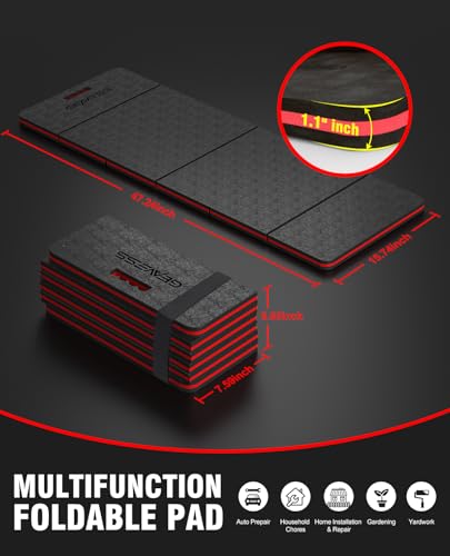 Mechanic Mat, Foldable Mechanic Kneeling Pad, 47.2"x15.7"x1.1" - size: 47.2in-5-Fold