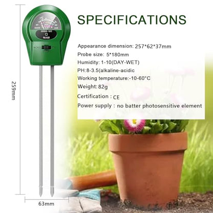 2Pcs Soil Moisture Meter,3 in 1 Moisture Meter for Plants, Tester for Moist, Light,Nutrients, pH, Soil Test Kit, Great for Garden, Lawn, Farm, Indoor & Outdoor Use, No Battery Required