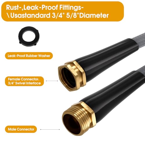 50 FT Garden Hose, Non-Expanding Water Hose, Ultra-Light & Flexible, Burst-Resistant, Kink-Free, High-Pressure Garden Hose All-Weather Use for Lawns, Gardens, and Outdoor Cleaning