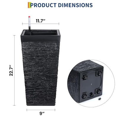 Tall Outdoor Planters Set of 2, 22.5'' Planters for Outdoor Plants - color: Black