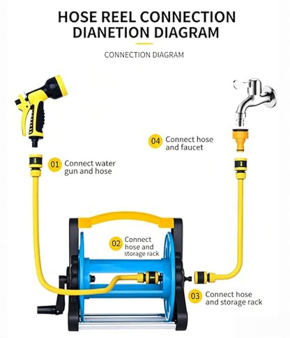 Portable Garden Hose Reel, Quick Rewind Hose Reel Organizer for Water Hose, Lightweight & Durable Hose Storage Cart with Handle, Ideal for Yard Watering, Car Washing, Patio & Outdoor Use