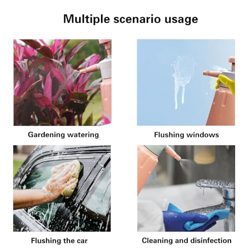 Garden Pump Sprayer, 68 oz/0.5 Gallon Hand Held Pressure Sprayer with Safety Valve ＆ Adjustable Nozzle, Large Capacity Bottle Water Weed Flower Plant Lawn Home Washing Spray 2L (Salmon Pink)