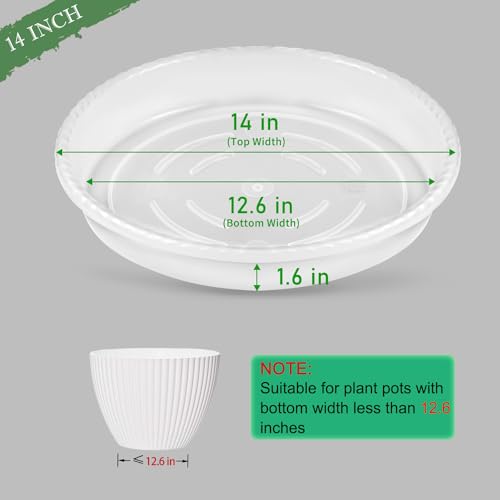 SupKing Large Plant Saucers Drip Tray 6 Pack, 6 8 10 12 14 15 Inch Heavy Sturdy Plastic Flower Pot Saucers for Indoor,Clear Plastic Planter Water Tray for Plant Pots Liners (14''-Clear) - color: Clear, size: 14in - 6 Pack