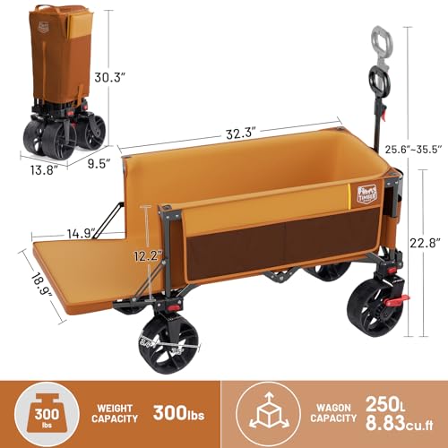 Timber Ridge 47" L Collapsible Wagon with Tailgate & Brake - color: Orange