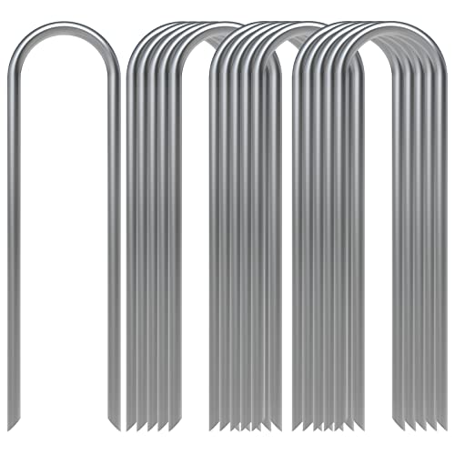 AAGUT U Shaped Garden Stakes 6 Inch, Galvanized Landscape Staples for Tube - size: 6" x 16 Pcs