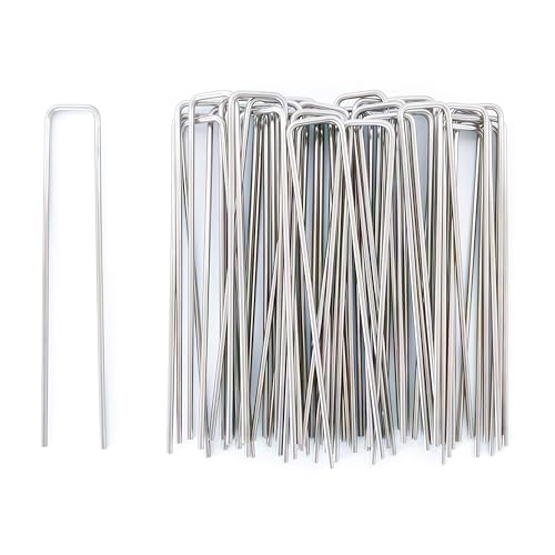 Atlantic Stainless Steel Landscape Staples Garden Stakes. (6"-Square-40pcs) - size: Square 6"x40pcs