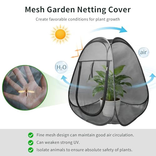 1PC Large Netting Tent for Garden Protection, Mesh Plant Cover from Animals - color: Black 1pc