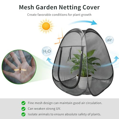 1PC Large Netting Tent for Garden Protection, Mesh Plant Cover from Animals - color: Black 1pc