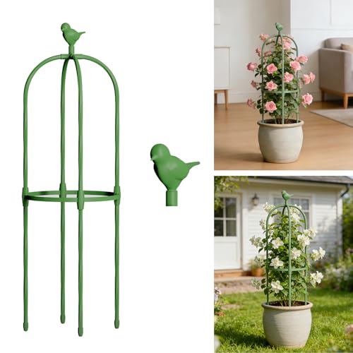 Garden Obelisk Trellis for Climbing Plants Outdoor, 2.5 FT Garden Trellis Plastic Coated Metal Plant Support for Indoor Outdoor, Tall Decorative Trellis for Roses, Flowers, Vines, Potted Plants - size: 2.5 FT Tall-Green