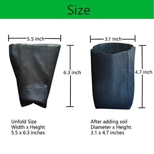 gardtree Plant Nursery Bags 5.5" * 6.3" 400PCS, Non-Woven Plant Grow Bags Fabric Seedling Starter Bags for Vegetable Flower Fruit Saplings Tree, Home Garden Supply - color: Black, size: 5.5"x6.3"/400PCS