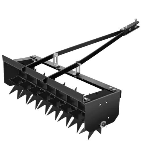 37" Tow Behind Spike Aerator Soil Penetrator Spikes Tractor, 300Lbs Heavy Duty Rolling Lawn Aerator, Manual Tow Behind Aerator with Rotary Spike for Lawn and Farm, Black