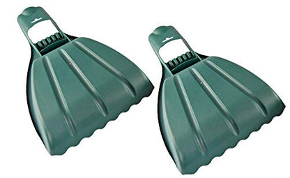 Home-X Leaf Collector Hand Scoop Set, Leaf Collector Shovels with Handles for Garden and Yard Landscaping, Gardening Hand Tools, Set of 2, 21" L x 14" W x 2" H, Green