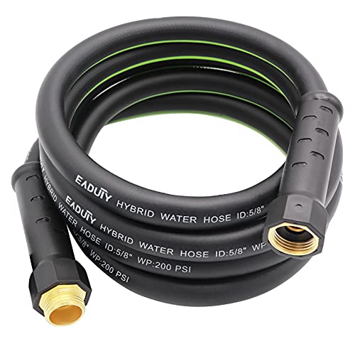 Hybrid Lead In Garden Hose 5/8 IN. x 10 FT, Heavy Duty, Lightweight, Flexible with Rotatable Grip Handle and Solid Brass Fittings - size: 10 FT