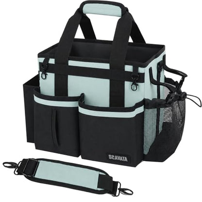 SCAVATA Compact Wearable Cleaning Caddy with Handle & Shoulder Straps - color: BabyBlue