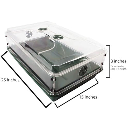EarlyGrow 24" x 15" x 12.75" Domed Propagator with 2 Height Extenders and Locking Clip Set, Green - size: 2 Side Extenders and Locking Clip Set