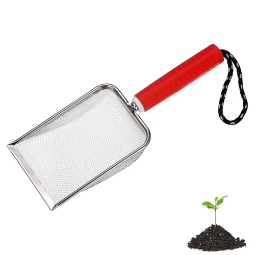 M METERXITY 1-Pack Gardening Soil Sifter, 1 mm Mesh Stainless Steel Portable Gardening Sifter with Soft Handle for Sand/Dirt/Rock Compost [White, Red] - color: White, Red, size: 1x1mm