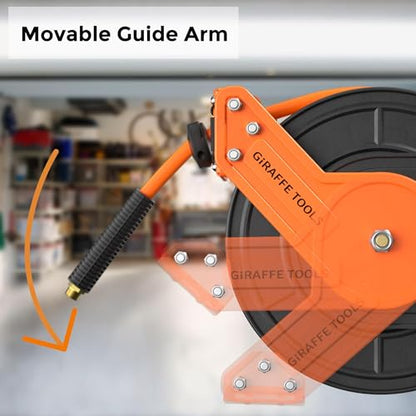 Giraffe Tools Retractable Air Hose Reel 50ft 3/8" Hybrid Hose Garage - size: 50ft