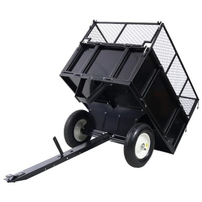ATV Trailer Steel Dump Cart, 750lbs 22 Cubic Feet Utility Trailer Lawn Garden Trailer with Heavy Duty Tow Behind Carts and Removable Sides for Tractors, ATV, UTV, Lawn Mowers