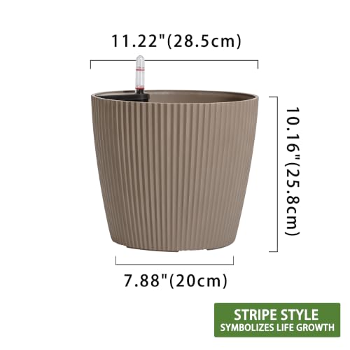 Dexceder 11x10 Self Watering Planters Indoor (2 Pack, Taupe) - color: Taupe, size: 11x10